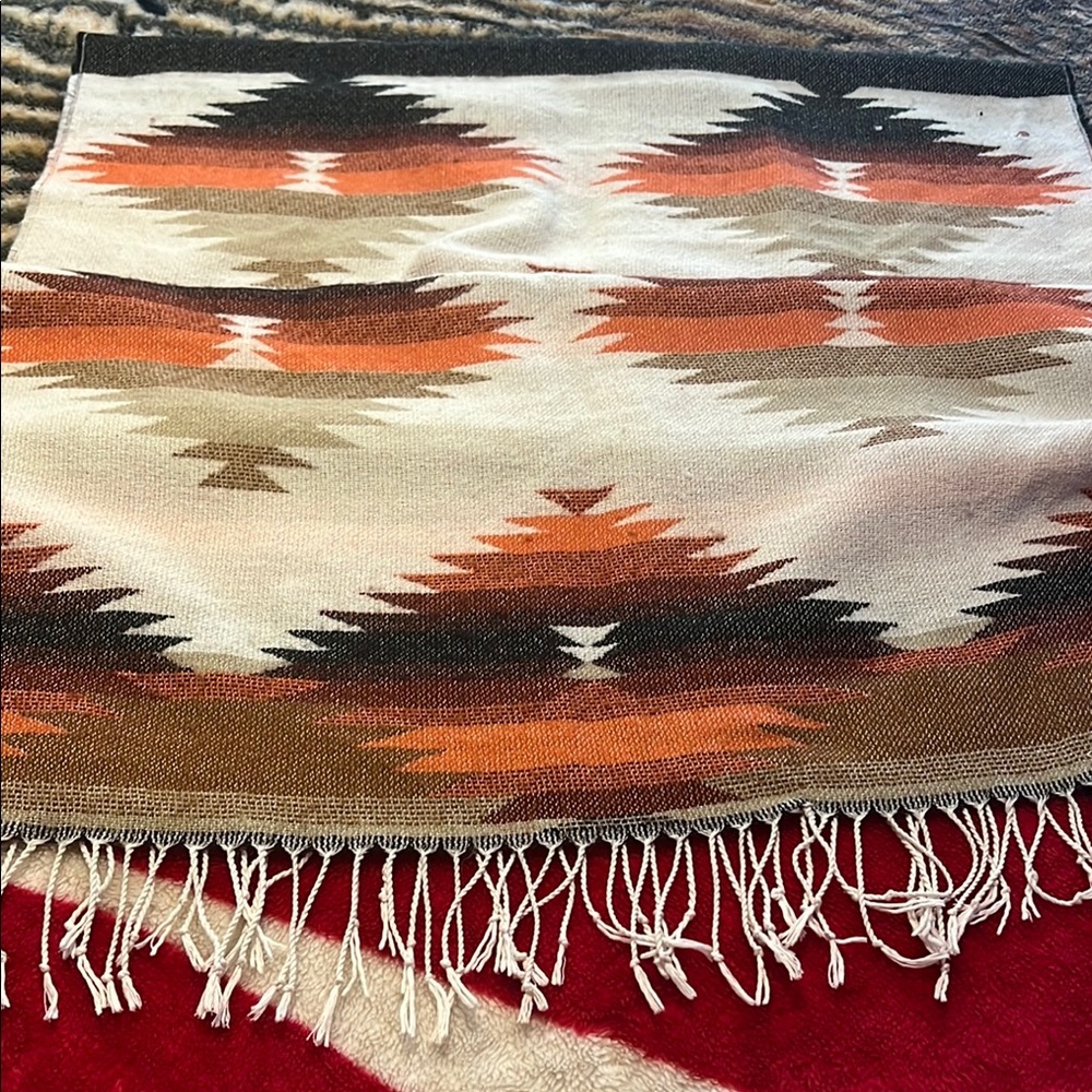 Geometric Orange and Brown Decor Accents